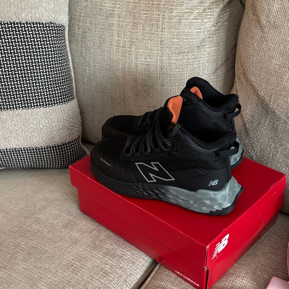 New Balance Kids Black and Orange High-Top Sneakers